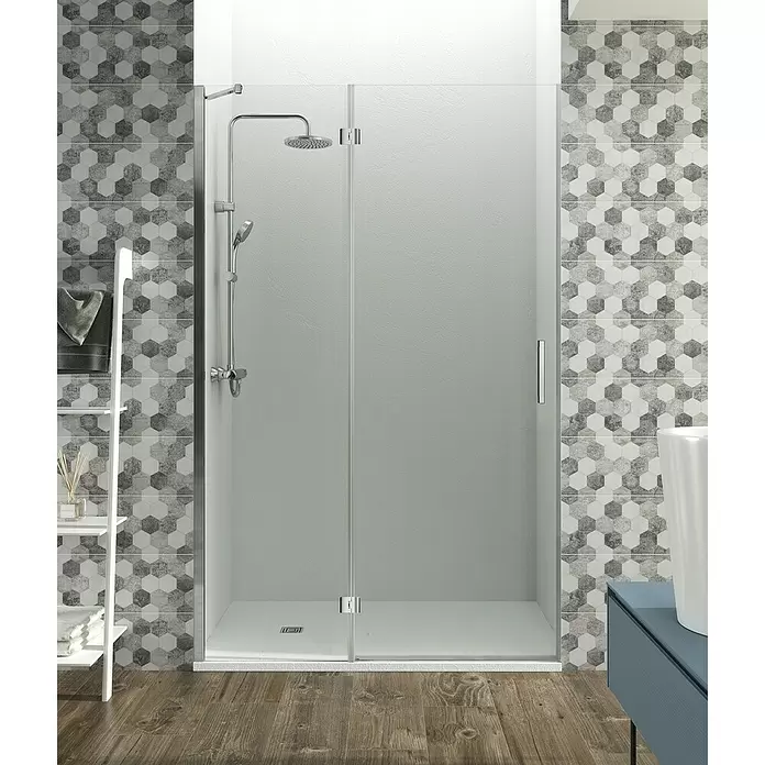 GME Mampara de ducha frontal Glass Combi C 25+50 - An x Al: 75 x 195 cm, 8 mm, Plata brillo - Foto ambiente