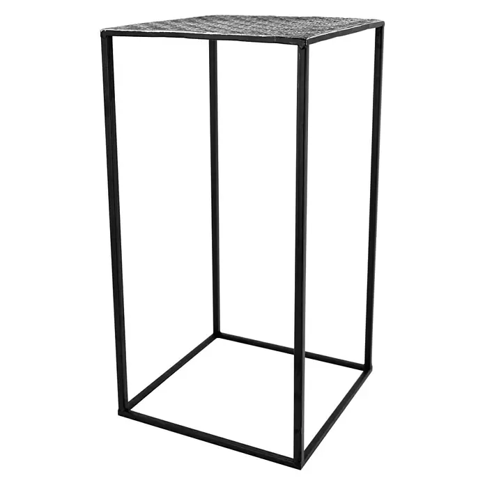 Beistelltisch - L x B x H: 25 x 25 x 50 cm, Silber/Schwarz, Metall - Diagonale Ansicht