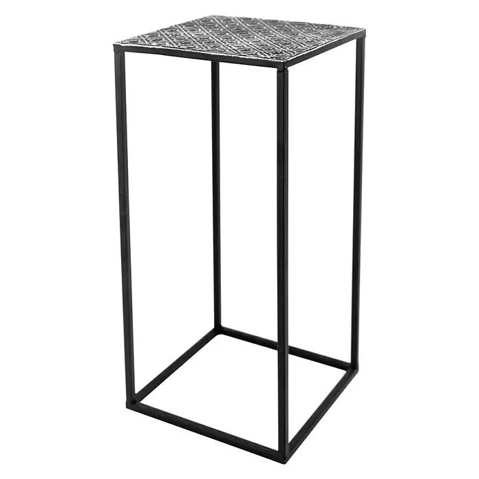 Beistelltisch - L x B x H: 18 x 18 x 40 cm, Silber/Schwarz, Metall - Diagonale Ansicht