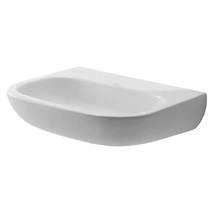 Duravit D-Code Waschbecken Med - 45 x 34 cm, Ohne Spezialglasur, Hahnloch: Ohne, Ohne Überlauf, Weiß - Diagonale Ansicht