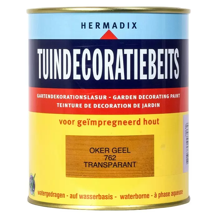 Hermadix Houtbeits voor tuindecoratie 762 oker geel - 750 ml, Oker Geel, Mat - Vooraanzicht