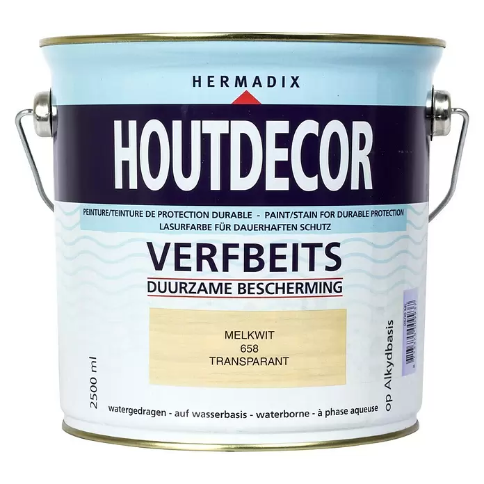 Hermadix Houtbeits houtdecor 658 melkwit - Melkwit, 2,5 l, Zijdeglans - Vooraanzicht
