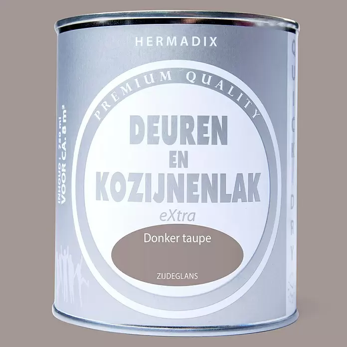 Hermadix Lak voor kozijnen en deuren donker taupe - Donker Taupe, 750 ml, Zijdeglans - Vooraanzicht