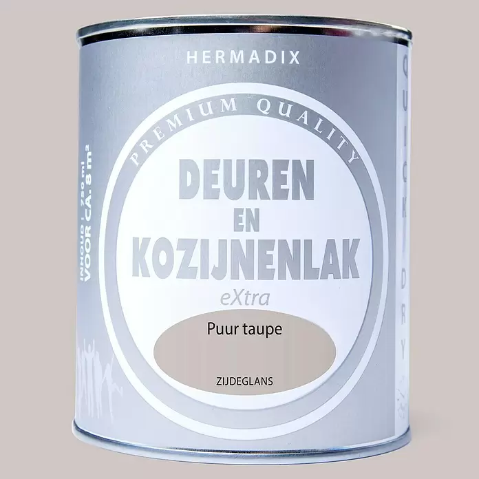 Hermadix Lak voor kozijnen en deuren puur taupe - Puur Taupe, 750 ml, Zijdeglans - Vooraanzicht