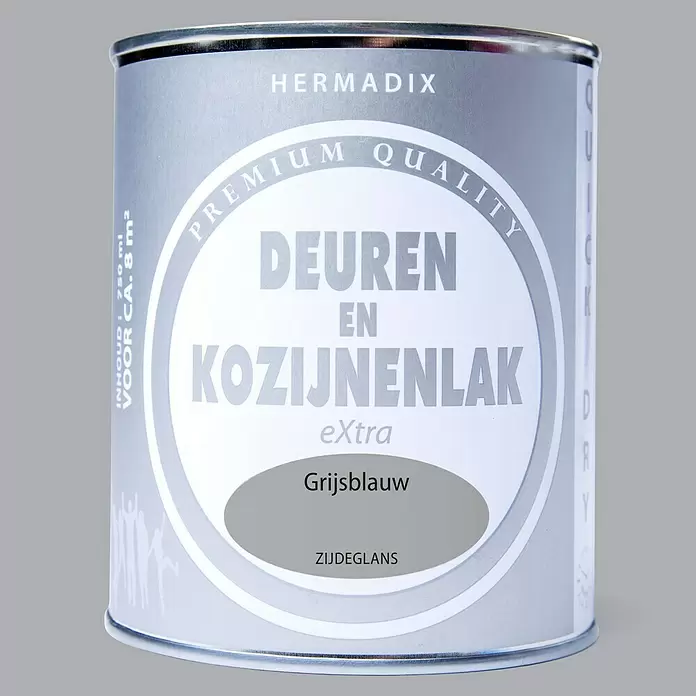 Hermadix Lak voor kozijnen en deuren grijsblauw - Grijsblauw, 750 ml, Zijdeglans - Vooraanzicht