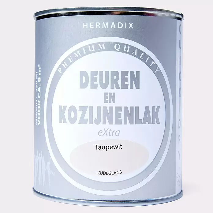 Hermadix Lak voor kozijnen en deuren taupewit - Taupewit, 750 ml, Zijdeglans - Vooraanzicht