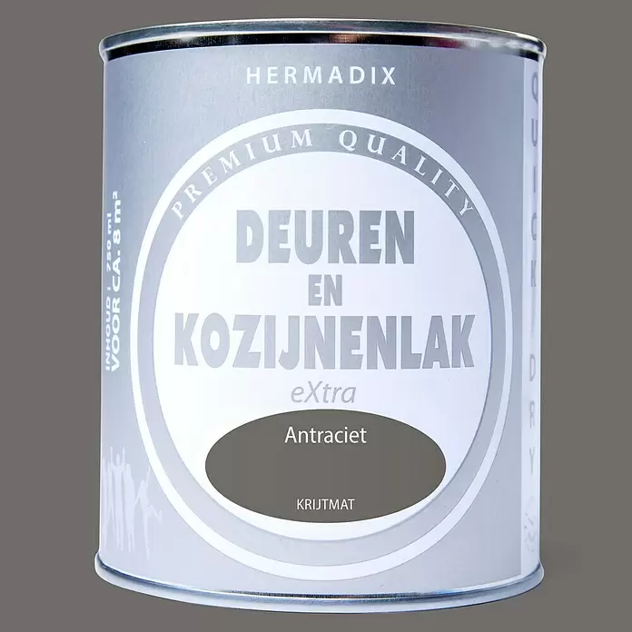 Hermadix Lak voor kozijnen en deuren antraciet - Antraciet, 750 ml, Zijdeglans - Vooraanzicht