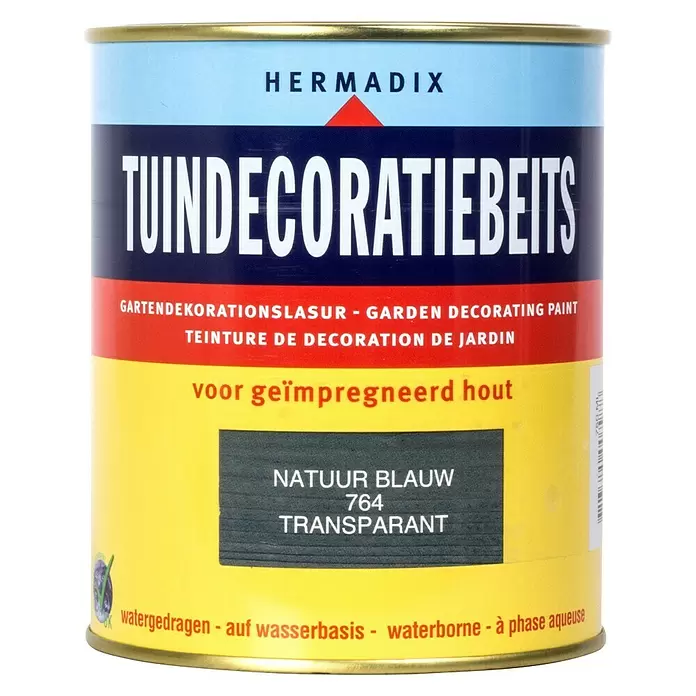Hermadix Houtbeits voor tuindecoratie 764 natuur blauw - 750 ml, Natuur Blauw, Mat - Vooraanzicht