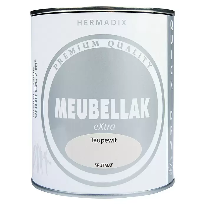 Hermadix Lak voor meubels Taupewit - Taupewit, 750 ml, Mat - Vooraanzicht