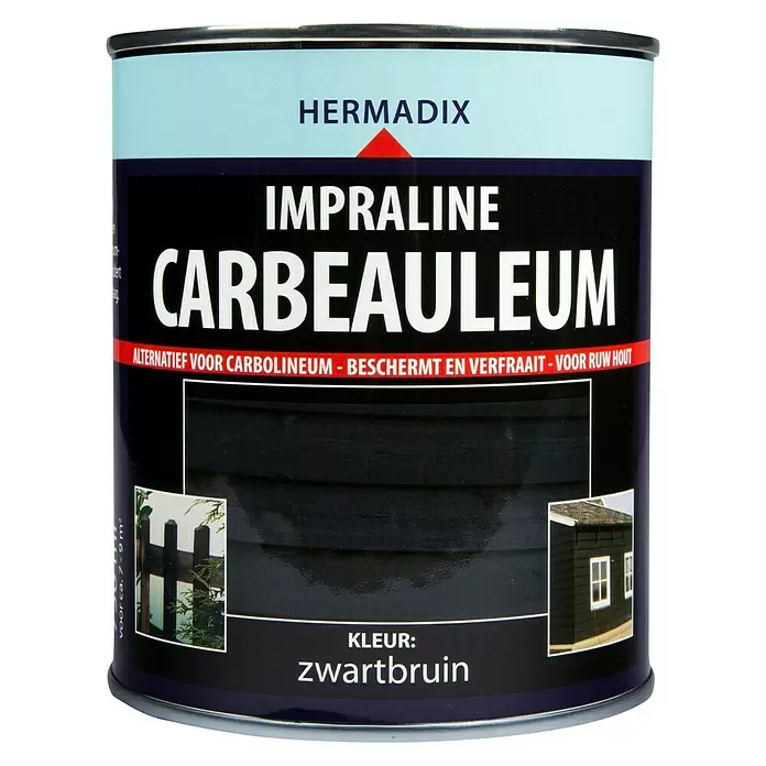 Hermadix Houtbescherming Impraline Carbeauleum - 750 ml, Zwartbruin, Zijdemat - Vooraanzicht