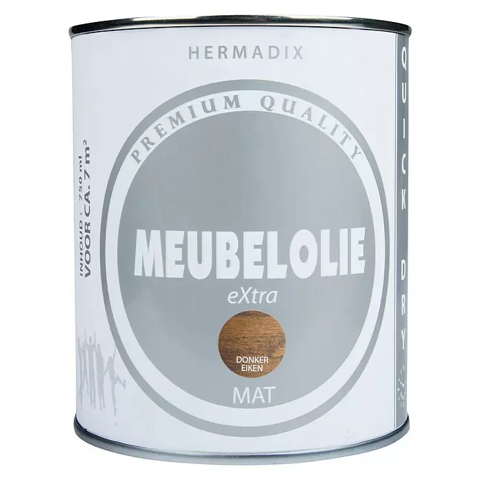 Hermadix Meubelolie eXtra Donker Eiken - Donker Eiken, 750 ml, Mat - Vooraanzicht
