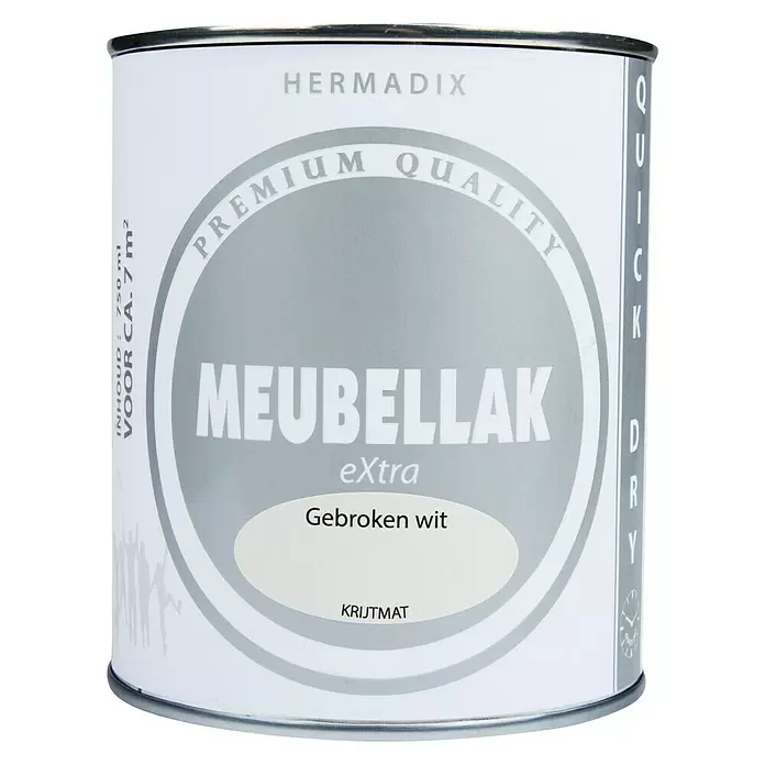 Hermadix Lak voor meubels Gebroken Wit - Gebroken Wit, 750 ml, Mat - Vooraanzicht