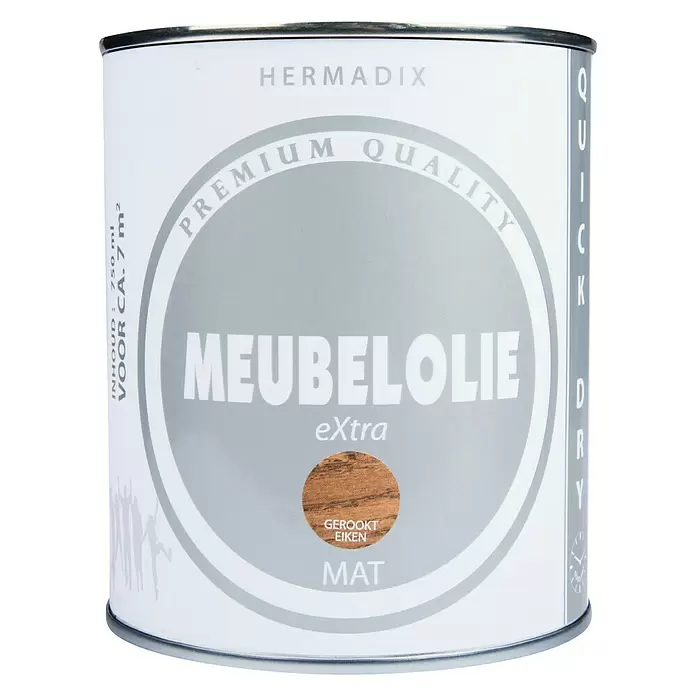 Hermadix Meubelolie eXtra Gerookt Eiken - Gerookt Eiken, 750 ml, Mat - Vooraanzicht