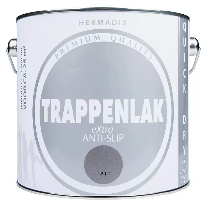 Hermadix Lak voor trappen eXtra Anti Slip Taupe - Taupe, 2,5 l, Zijdeglans - Vooraanzicht