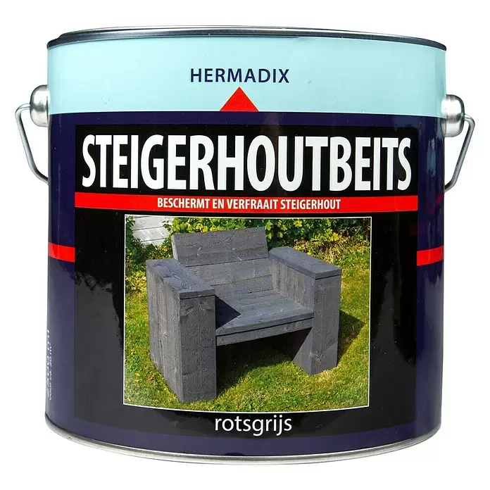 Hermadix Houtbeits voor steigerhout rotsgrijs - Rotsgrijs, 2,5 l, Mat - Vooraanzicht