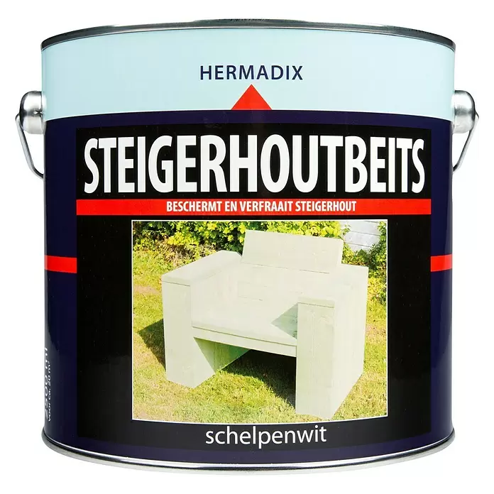 Hermadix Houtbeits voor steigerhout schelpenwit - Schelpenwit, 2,5 l, Mat - Vooraanzicht