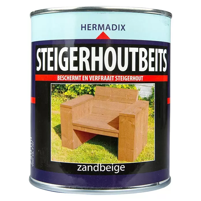 Hermadix Houtbeits voor steigerhout zandbeige - Zandbeige, 750 ml, Mat - Vooraanzicht