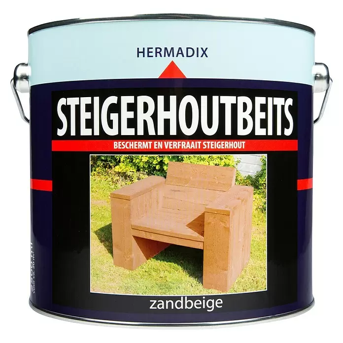 Hermadix Houtbeits voor steigerhout zandbeige - Zandbeige, 2,5 l, Mat - Vooraanzicht