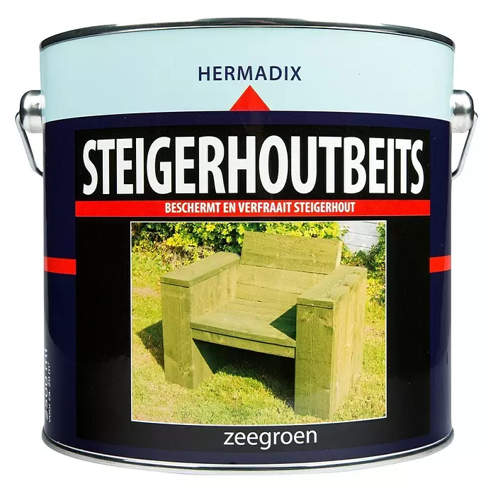 Hermadix Houtbeits voor steigerhout zeegroen - Zeegroen, 2,5 l, Mat - Vooraanzicht