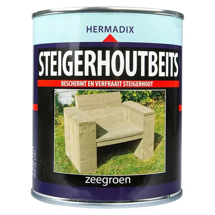 Hermadix Houtbeits voor steigerhout zeegroen - Zeegroen, 750 ml, Mat - Vooraanzicht