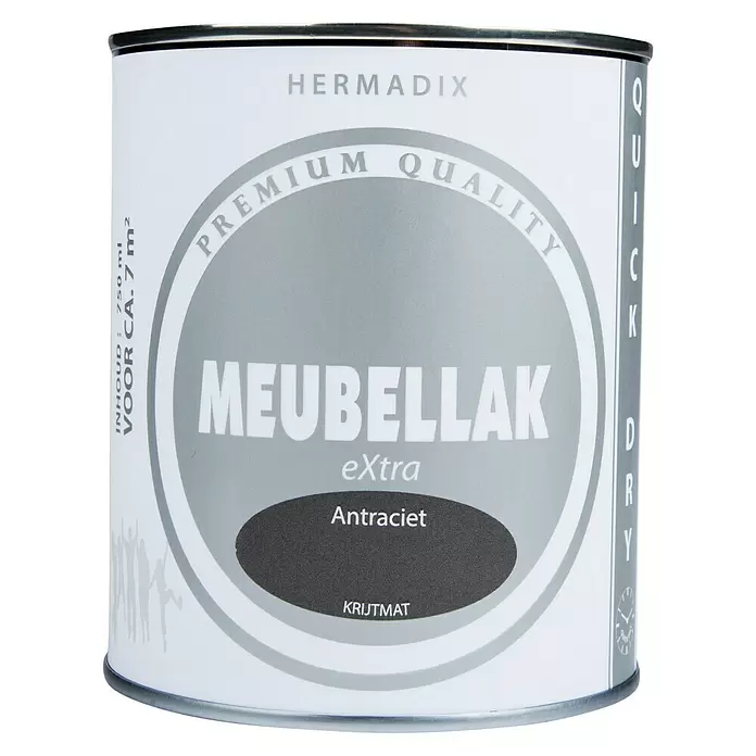 Hermadix Lak voor meubels Antraciet - Antraciet, 750 ml, Mat - Vooraanzicht