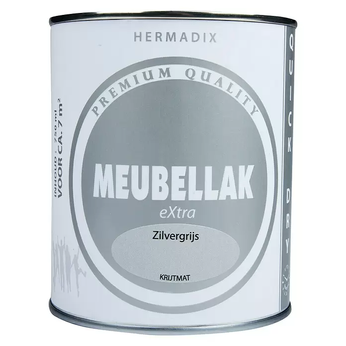Hermadix Lak voor meubels Zilvergrijs - Zilvergrijs, 750 ml, Mat - Vooraanzicht