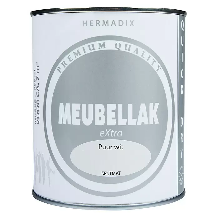 Hermadix Lak voor meubels Puur Wit - Puur Wit, 750 ml, Mat - Vooraanzicht