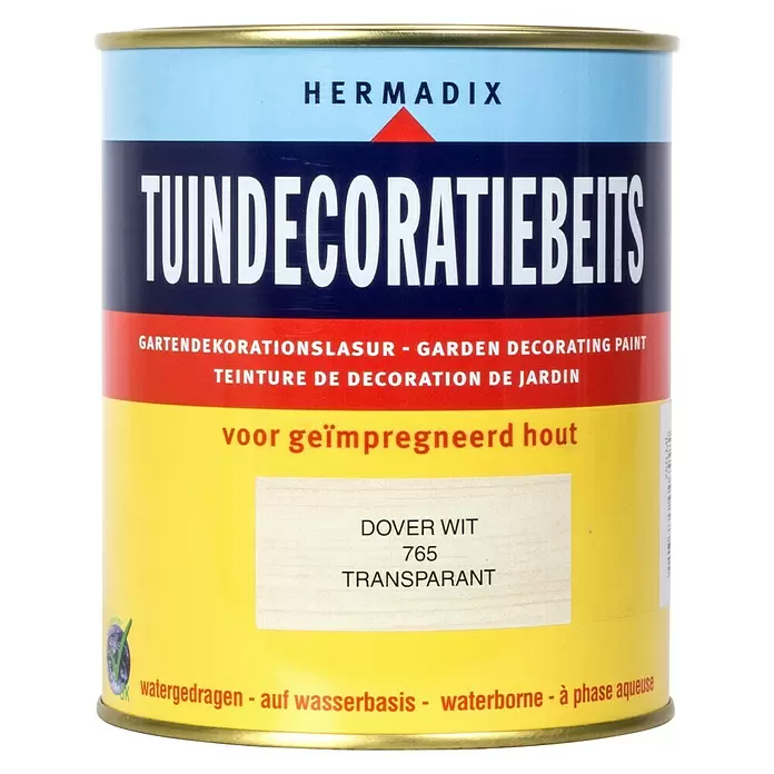 Hermadix Houtbeits voor tuindecoratie 765 dover wit - 750 ml, Dover Wit, Mat - Vooraanzicht