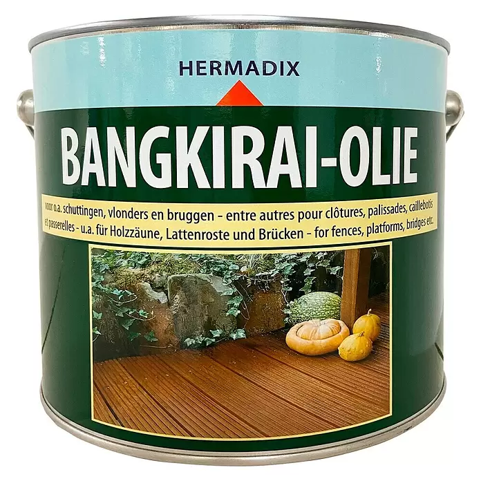 Hermadix Bangkirai-olie Oranjebruin - 2,5 l, Oranjebruin, Mat - Vooraanzicht