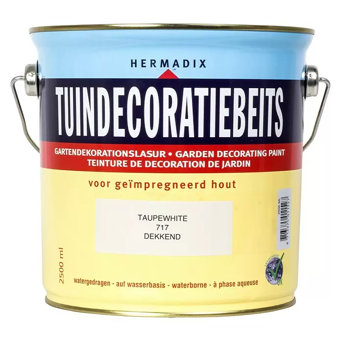 Hermadix Houtbeits voor tuindecoratie 717 taupewhite - 2,5 l, Taupe White, Mat - Vooraanzicht