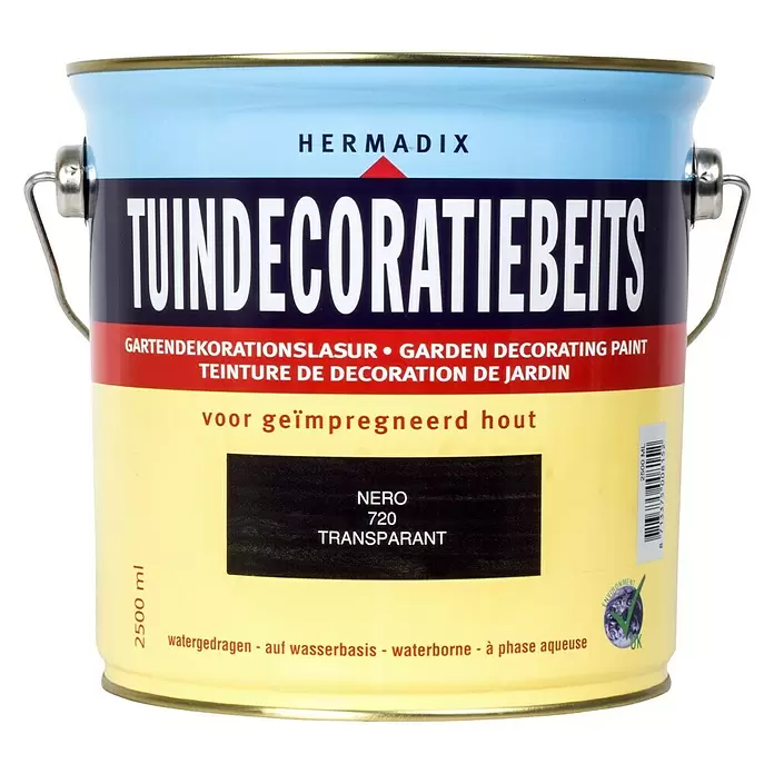 Hermadix Houtbeits voor tuindecoratie 720 nero - 2,5 l, Nero, Mat - Vooraanzicht