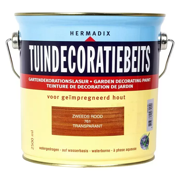 Hermadix Houtbeits voor tuindecoratie 761 zweeds rood - 2,5 l, Zweeds Rood, Mat - Vooraanzicht