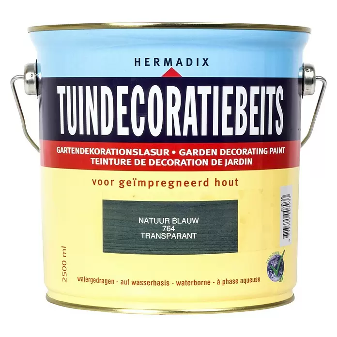Hermadix Houtbeits voor tuindecoratie 764 natuur blauw - 2,5 l, Natuur Blauw, Mat - Vooraanzicht