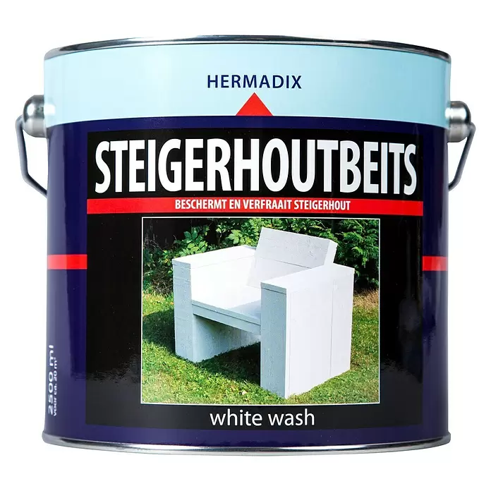 Hermadix Houtbeits voor steigerhout white wash - White Wash, 2,5 l, Mat - Vooraanzicht