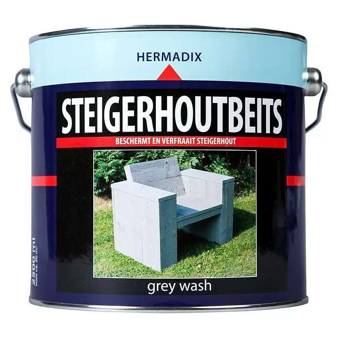 Hermadix Houtbeits voor steigerhout grey wash - Grey Wash, 2,5 l, Mat - Vooraanzicht