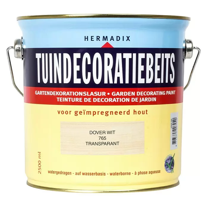 Hermadix Houtbeits voor tuindecoratie 765 dover wit - 2,5 l, Dover Wit, Mat - Vooraanzicht