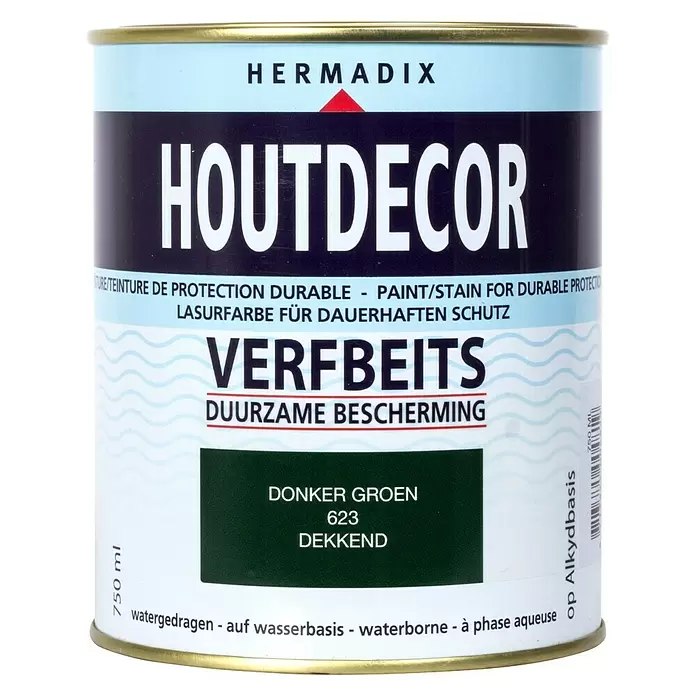 Hermadix Houtbeits houtdecor 623 donker groen - Donker Groen, 750 ml, Zijdeglans - Vooraanzicht