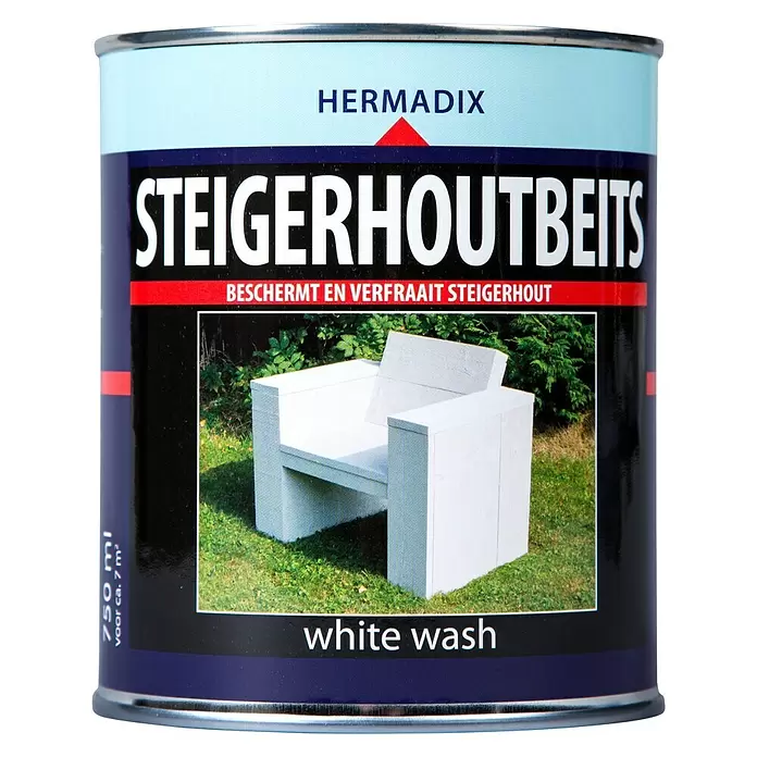 Hermadix Houtbeits voor steigerhout white wash - White Wash, 750 ml, Mat - Vooraanzicht