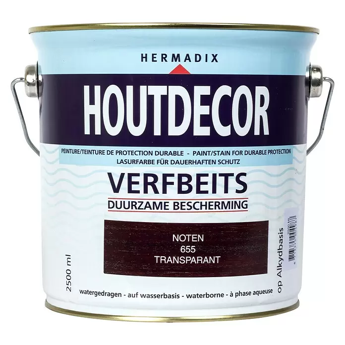 Hermadix Houtbeits houtdecor 655 noten - Noten, 2,5 l, Zijdeglans - Vooraanzicht