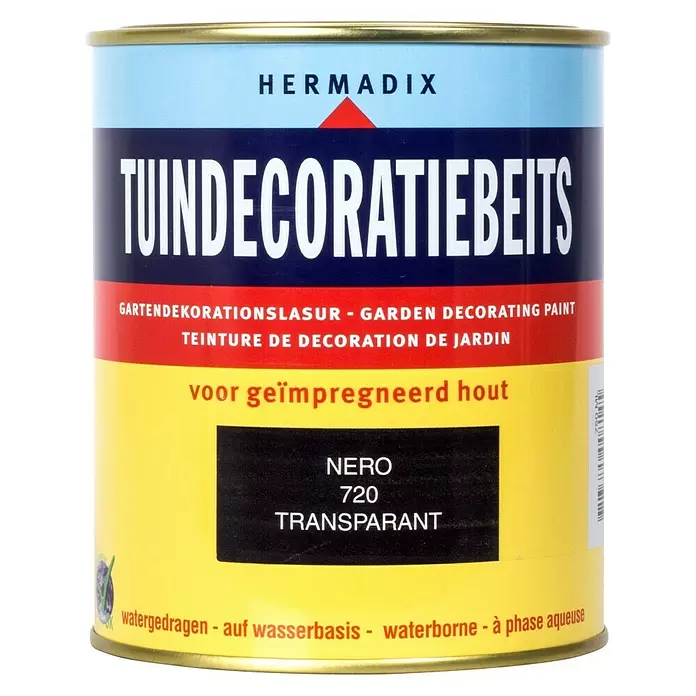 Hermadix Houtbeits voor tuindecoratie 720 nero - 750 ml, Nero, Mat - Vooraanzicht