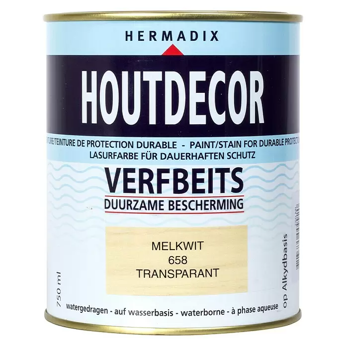 Hermadix Houtbeits houtdecor 658 melkwit - Melkwit, 750 ml, Zijdeglans - Vooraanzicht