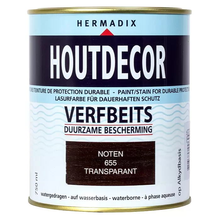 Hermadix Houtbeits houtdecor 655 noten - Noten, 750 ml, Zijdeglans - Vooraanzicht