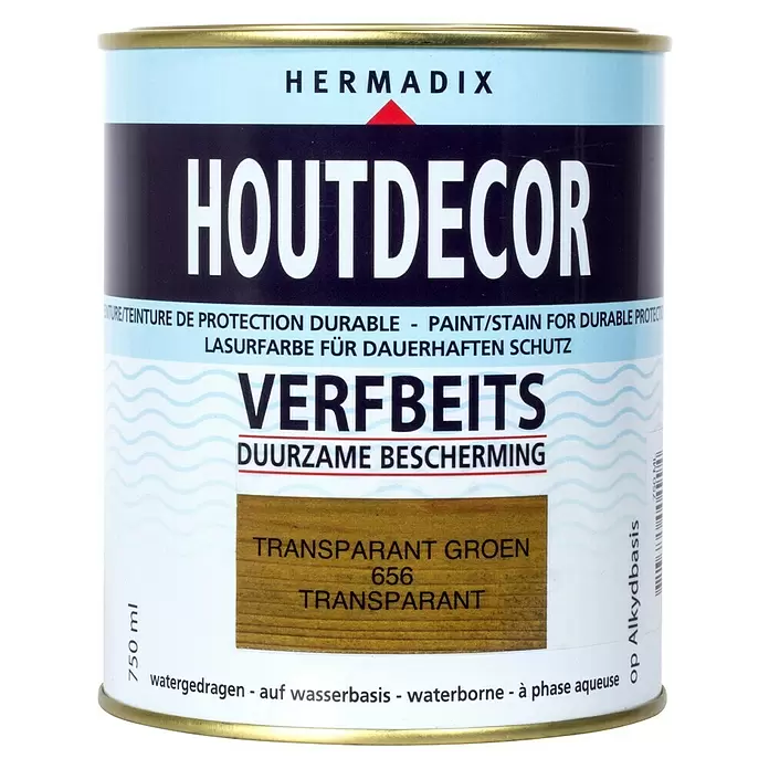 Hermadix Houtbeits houtdecor 656 transparant groen - Transparant Groen, 750 ml, Zijdeglans - Vooraanzicht