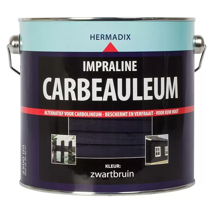 Hermadix Houtbescherming Impraline Carbeauleum - 2,5 l, Zwartbruin, Zijdemat - Vooraanzicht