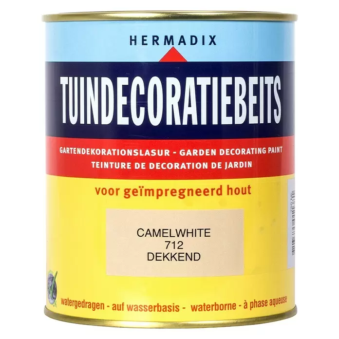Hermadix Houtbeits voor tuindecoratie 712 camelwhite - 750 ml, Camel White, Mat - Vooraanzicht