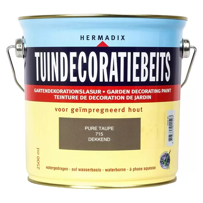 Hermadix Houtbeits voor tuindecoratie 715 pure taupe - 2,5 l, Pure Taupe, Mat - Vooraanzicht