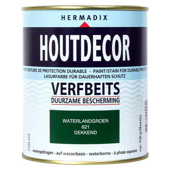 Hermadix Houtbeits houtdecor 621 waterland groen - Waterland Groen, 750 ml, Zijdeglans - Vooraanzicht