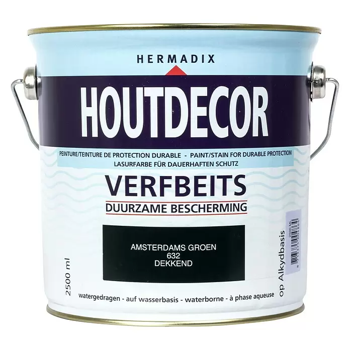 Hermadix Houtbeits houtdecor 632 amsterdams groen - Amsterdams Groen, 2,5 l, Zijdeglans - Vooraanzicht