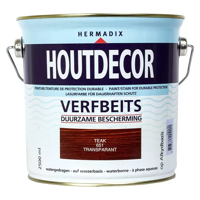 Hermadix Houtbeits houtdecor 651 teak - Teak, 2,5 l, Zijdeglans - Vooraanzicht