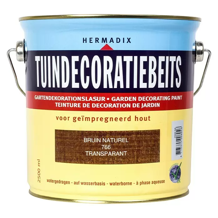 Hermadix Houtbeits voor tuindecoratie 766 bruin naturel - 2,5 l, Bruin Naturel, Mat - Vooraanzicht
